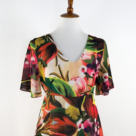 Coolples Multi Color Tropical Print Midi Dress - Picture 2 of 8